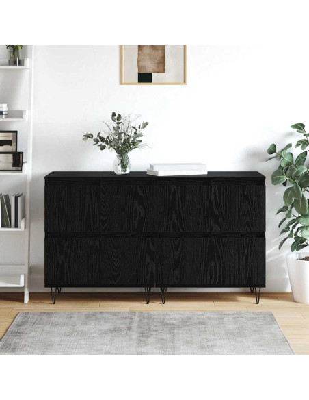 Sideboards 2 pcs Rovere nero 120 x 35 x 70 cm Legno multistrato