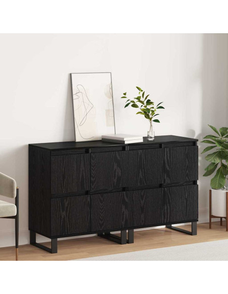 Credenza 2 pcs Rovere Nero 60 x 35 x 70 cm