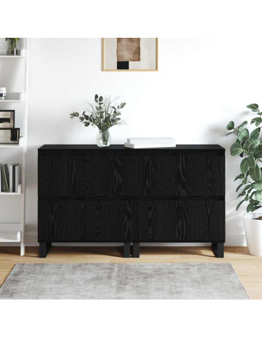 Credenza 2 pcs Rovere Nero 60 x 35 x 70 cm