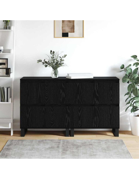 Credenza 2 pcs Rovere Nero 60 x 35 x 70 cm
