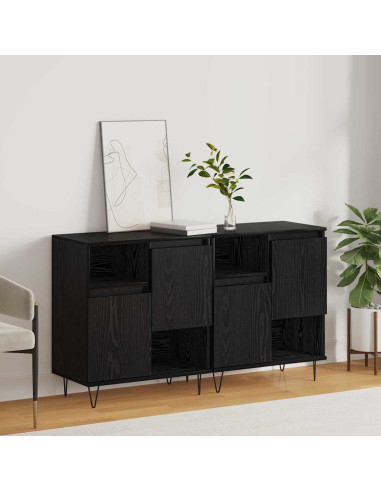 Credenza 2 pcs Rovere Nero 60 x 35 x 70 cm