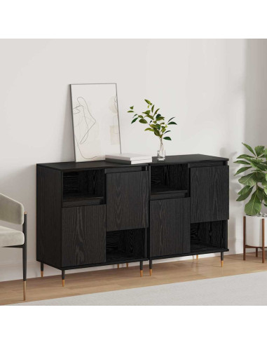 Sideboards 2 pcs Rovere nero 120 x 35 x 70 cm Legno multistrato