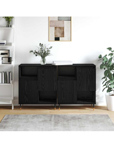 Sideboards 2 pcs Rovere nero 120 x 35 x 70 cm Legno multistrato