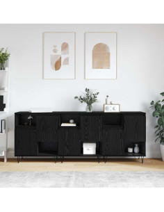 Credenza 3 pcs Rovere Nero 60 x 35 x 70 cm 2