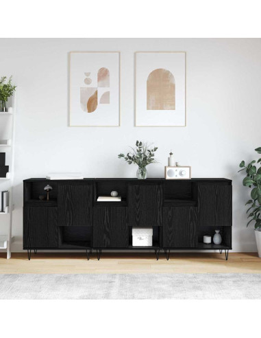 Credenza 3 pcs Rovere Nero 60 x 35 x 70 cm