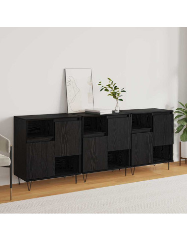 Credenza 3 pcs Rovere Nero 60 x 35 x 70 cm