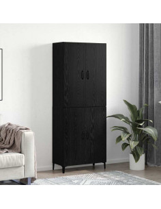 Credenza 2 pcs Rovere Nero Legno multistrato 2