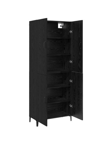 Credenza 2 pcs Rovere Nero Legno multistrato