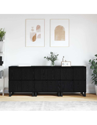 Credenza 3 pcs Rovere Nero 60 x 35 x 70 cm
