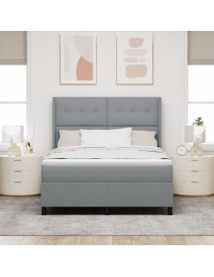Letto a molle con materasso Grigio chiaro 140 x 190 cm Tessuto 2