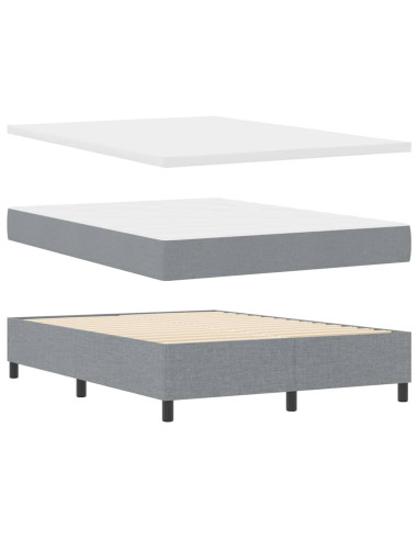 Letto a molle con materasso Grigio chiaro 140 x 190 cm Tessuto