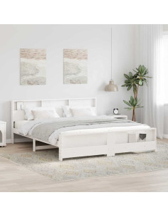 Struttura del letto Bianco 200 x 200 cm Legno multistrato 2