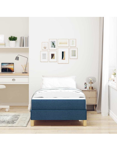 Letto a molle con materasso Blu 100 x 200 cm Tessuto