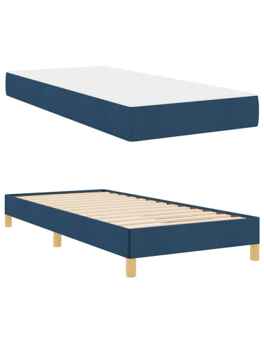 Letto a molle con materasso Blu 100 x 200 cm Tessuto