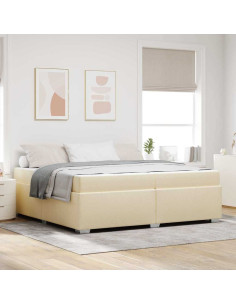 Struttura del letto con materasso Crema 200 x 200 cm Tessuto 2