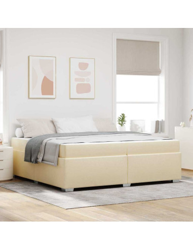 Struttura del letto con materasso Crema 200 x 200 cm Tessuto