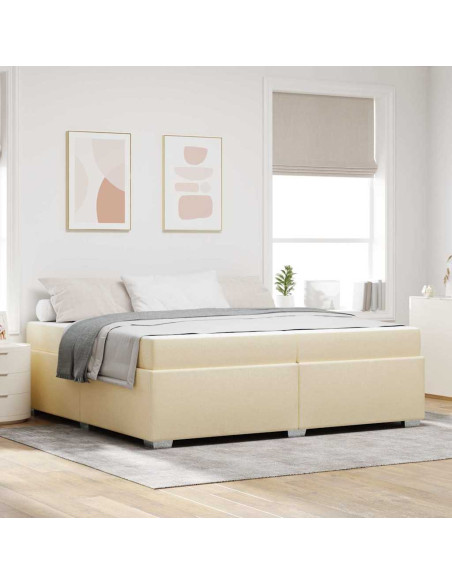 Struttura del letto con materasso Crema 200 x 200 cm Tessuto
