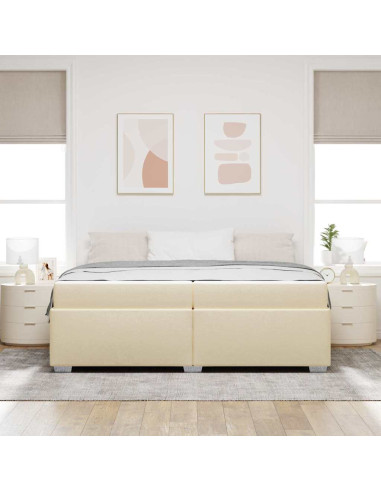 Struttura del letto con materasso Crema 200 x 200 cm Tessuto