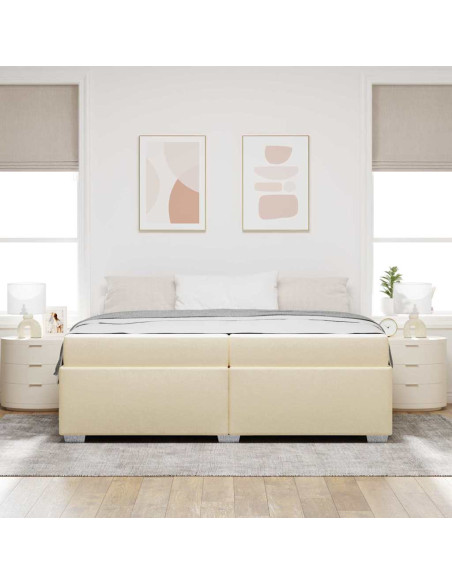 Struttura del letto con materasso Crema 200 x 200 cm Tessuto