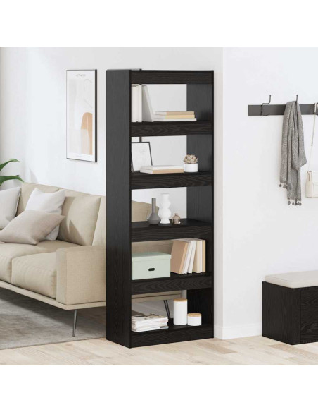 Armadio per Libri Rovere nero 60 x 30 x 166 cm