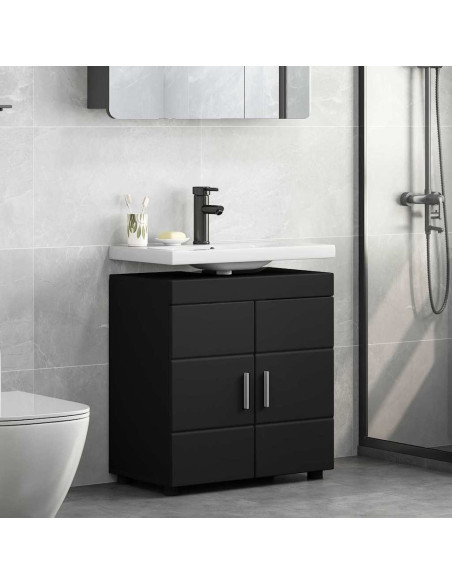 Mobile per lavabo da bagno con porta Nero 60 x 34 x 63 cm