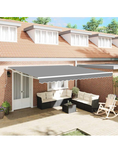 Tenda da Sole Manuale Bianco 4 × 3,5 m Metallo