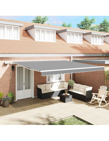 Tenda da Sole con Manuale Bianco 4 × 3,5 m Metallo