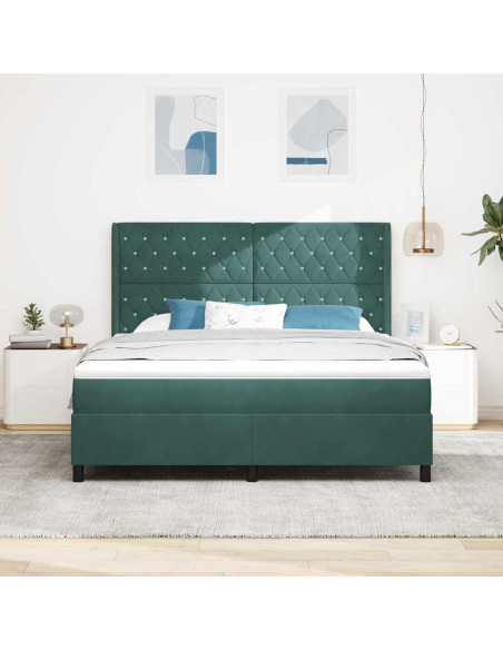 Letto con Box Springs LED e Materasso Verde Scuro 180 x 200 cm