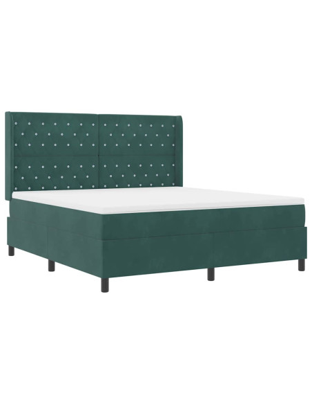 Letto a molle con materasso Verde Scuro 180 x 200 cm Velluto