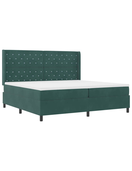 Letto con Box Springs LED e Materasso Verde Scuro 200 x 200 cm