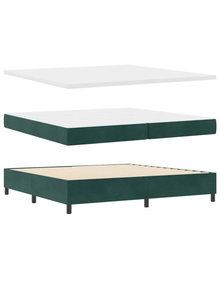 Letto con Box Springs LED e Materasso Verde Scuro 200 x 200 cm