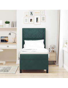 Letto a molle con materasso Verde Scuro 80 x 200 cm Velluto 2