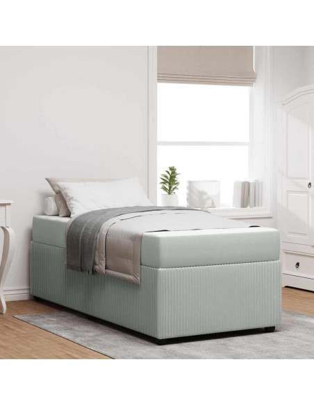 Struttura letto con materasso Grigio chiaro 80 x 200 cm Velluto