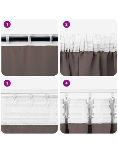 Tende Blackout con Anelli 2 pcs Marrone Scuro 175 x 140 cm