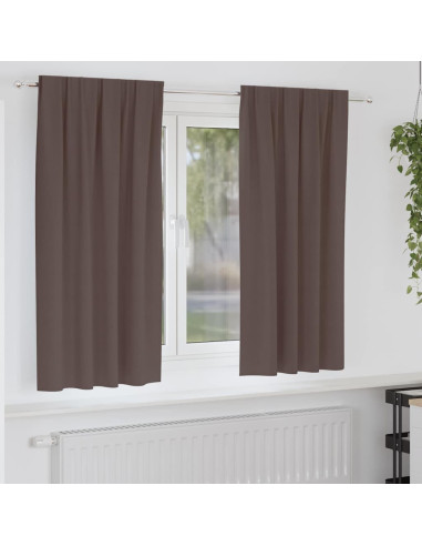 Tende Blackout con Anelli 2 pcs Marrone Scuro 175 x 140 cm