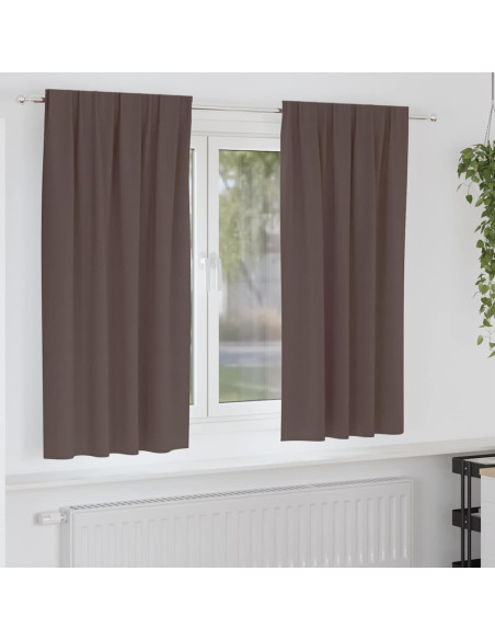 Tende Blackout con Anelli 2 pcs Marrone Scuro 175 x 140 cm