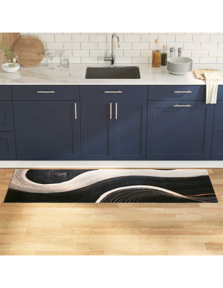 Tappeto da Cucina Nero 180 x 60 cm Velluto