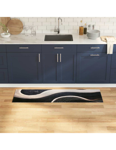 Tappeto da Cucina Nero 150 x 45 cm Velluto