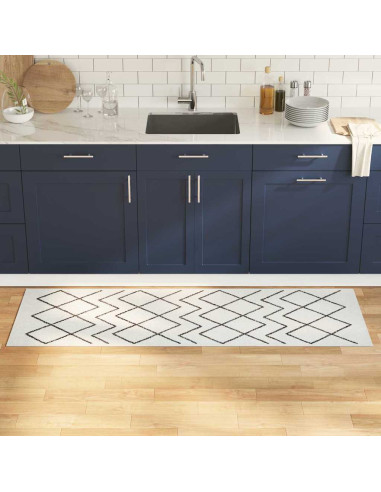 Tappeto da Cucina Bianco 180 x 60 cm Velluto