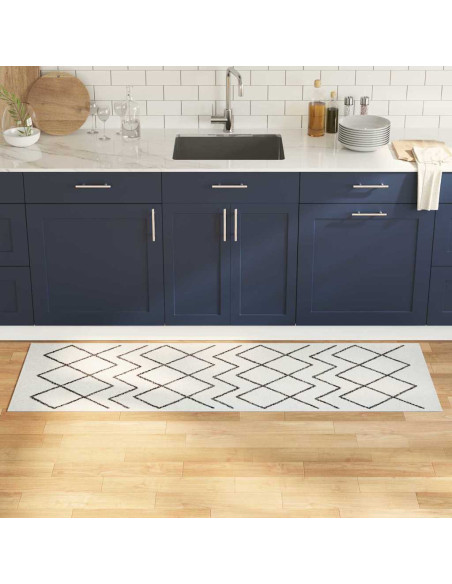 Tappeto da Cucina Bianco 180 x 60 cm Velluto