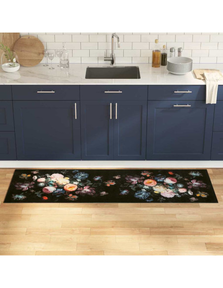 Tappeto da Cucina Nero 180 x 60 cm Velluto