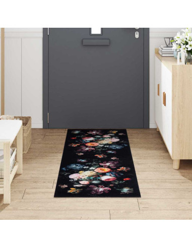 Tappeto da Cucina Nero 180 x 60 cm Velluto