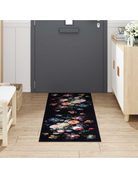 Tappeto da Cucina Nero 180 x 60 cm Velluto