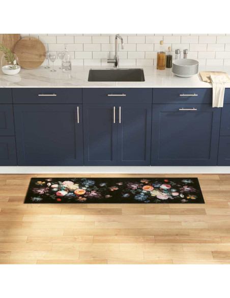 Tappeto da Cucina Nero 150 x 45 cm Velluto