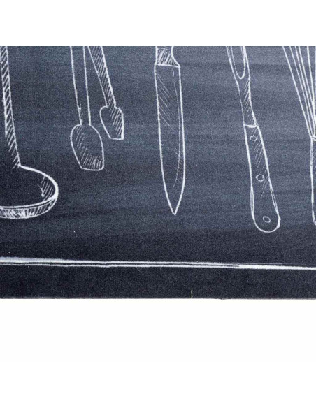Tappeto da Cucina Nero 180 x 60 cm Velluto