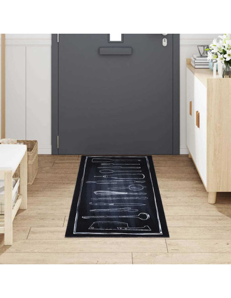Tappeto da Cucina Nero 180 x 60 cm Velluto