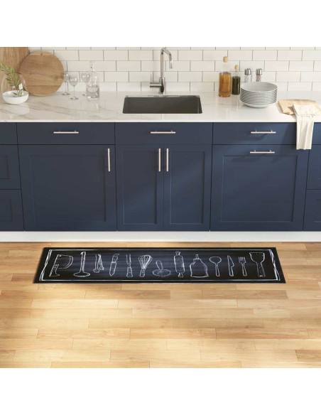 Tappeto da Cucina Nero 150 x 45 cm Velluto