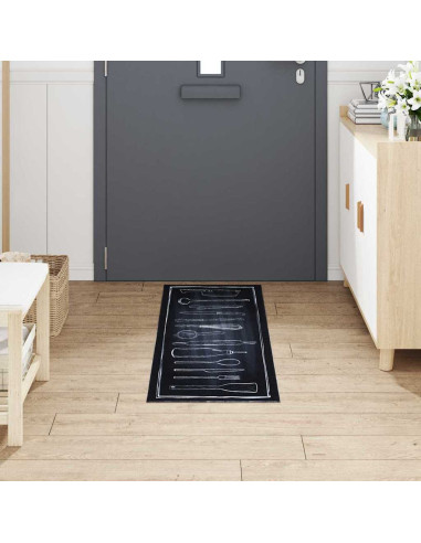 Tappeto da Cucina Nero 150 x 45 cm Velluto