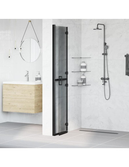 Parete doccia Walk-in Nero e trasparente scuro 80 x 190 cm