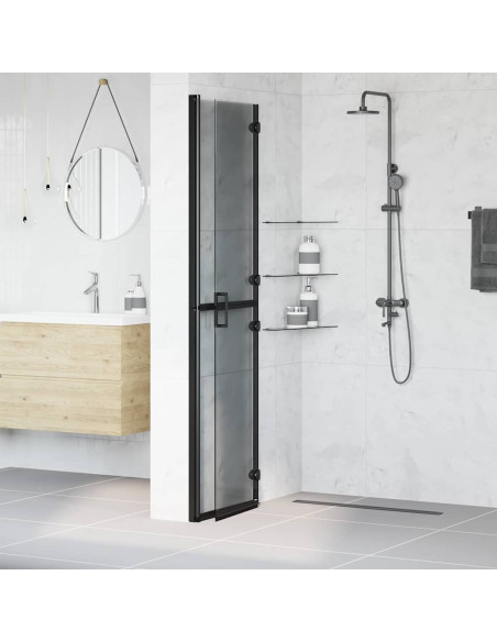 Parete doccia Walk-in Nero e trasparente scuro 100 x 190 cm